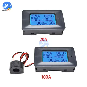 AC 110-250V 20A / 100A Voltmetre Enerji Test Cihazı 6in1 LCD dijital ekran Gerilim Akım Göstergesi Pil Aksesuarı