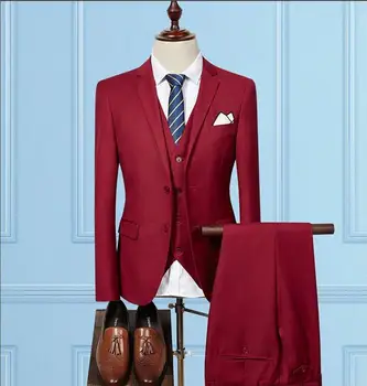 (Ceket + Yelek + Pantolon) erkek takım elbise düğün İş Erkek resmi giysi Yüksek kaliteli günlük erkek takımları terno masculino slim fit