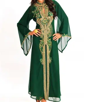 Kadınlar uzun elbise Dubai Fas Kaftan Georgette Elbise Jilbab Arap Kadın Giyim