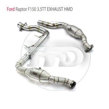 HMD Paslanmaz Çelik Egzoz Sistemi Yüksek Akış Performansı İniş Borusu Ford Raptor için F150 3.5 TT Araba Aksesuarları Katalizör İle