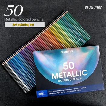 Brutfunner 12/50 adet Renk Seti Sedefli Metalik Kalemler Parlak Renkli Kalemler Okul Ofis Sanat boyama seti Sanat Kaynağı