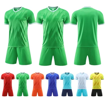 Futbol kıyafetleri Futbol antrenman forması Yeşil giysiler Yetişkinler ve Çocuk giysileri Erkek Erkek Futbol Kıyafetleri forması Setleri Kısa Kollu