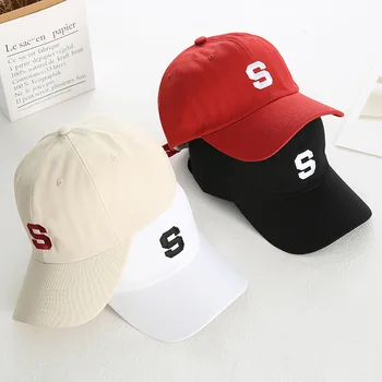 Yeni Pamuk Kadın beyzbol şapkası Erkek Rahat Nakış mektup S güneş şapkaları İlkbahar Yaz Unisex Düz Renk Basit Hip Hop Kapaklar