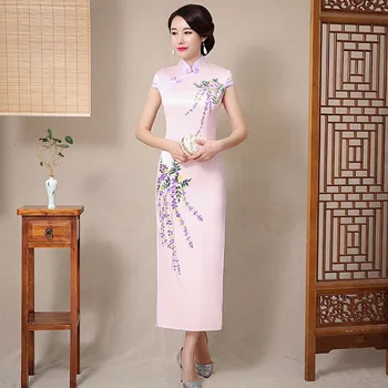 Yourqıpao Yaz Pembe Cheongsam Onurlu Podyum Retro Moda Ziyafet Qipao Çin Tarzı Akşam düğün elbisesi Kadınlar ıçin