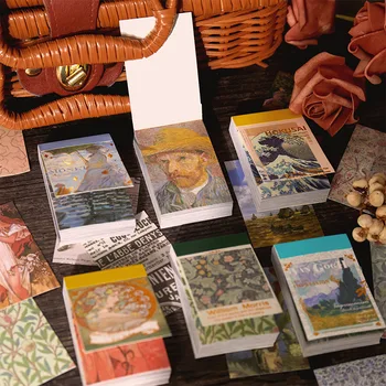 50 Yaprak Retro Van Gogh Monet Mucha Boyama Manzara Dekoratif Çıkartmalar Scrapbooking Günlüğü DIY El Sanatları Malzeme Kağıt