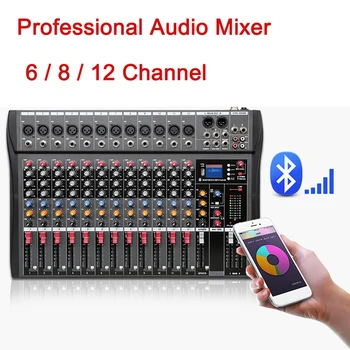 DJ Denetleyici Mikser bluetooth USB Ses Kartı 6 8 12 Kanal Ses Karıştırma Masası Profesyonel Konsolları Arayüzü Sahne Kayıt