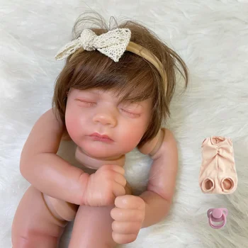 17 İnç Zaten Boyalı Yeniden Doğmuş Bebek Kiti El köklü Saç ve Kirpik Bez Vücut Demonte DIY Bebek Parçaları Oyuncak