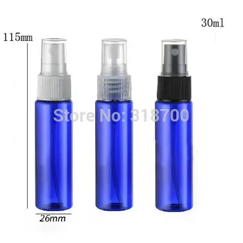 50x30 ml Silindir Plastik Parfüm Şişesi, 1 oz Mavi yarım kapak Sprey Şişesi, kozmetik ambalaj, kozmetik konteyner