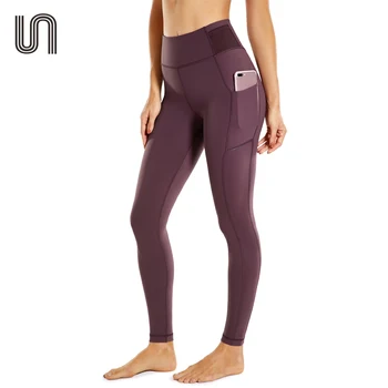 25 İnç Yoga Tayt Egzersiz Yüksek Belli Mat Fırçalanmış Cepler Slim Fit Spor Kadın spor pantolon Pantolon Düz Renk