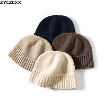 ZYCZCXX Yüksek Kaliteli Kaşmir Şapka Wonman Kış Eğlence Örme Sıcak Şapka Bayanlar Moda Katı Yumuşak Kalın Kaşmir Şapka Açık.