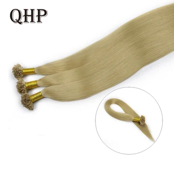 QHP Saç Düz Remy saç ekleme 50 adet / takım Makine Yapımı Keratin U Ucu İnsan Saçı Kalın Saç Ucu 30%