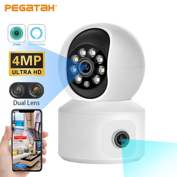 4MP WiFi PTZ Kamera ile Çift Ekran bebek izleme monitörü Otomatik İzleme Gece Görüş Kapalı Ev Güvenlik IP kamera CCTV Gözetim Kamera