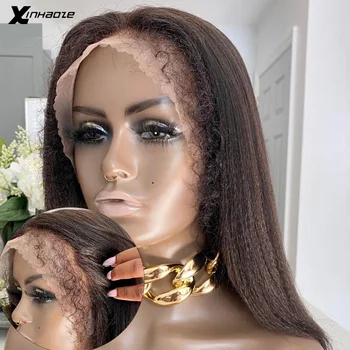 Kıvırcık Bebek Saç Peruk HD 13x6 Dantel ön peruk Yaki Düz Ön koparıp İpek Üst Dantel Ön İnsan Saç Peruk Kadınlar İçin Brezilyalı