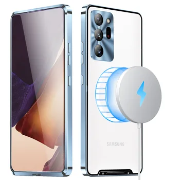 Lüks Orijinal Metal Çerçeve Manyetik Telefon Kılıfları Samsung Galaxy S22 S21 S20 Fe Artı Ultra Mac Güvenli Tampon Kapak kılıf