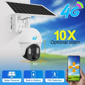 4g Sım IP Kamera Açık CCTV Güvenlik koruma ağı Kamera Çift Lens Gece Görüş 10X Dijital Zoom PTZ Kamera İle güneş panelı